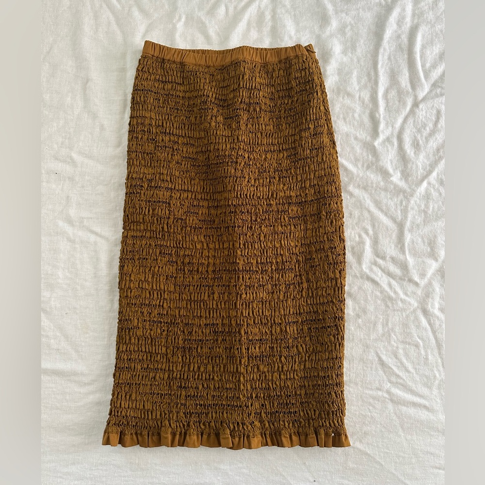 Proenza Schouler White Label Bronze Stretch Cotton Eyelet Bodycon Skirt sz XS